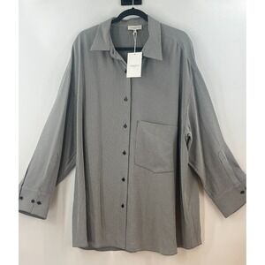 Lafayette 148 New York Womens XXL Black Houndstooth Button Front Blouse MBFM5R